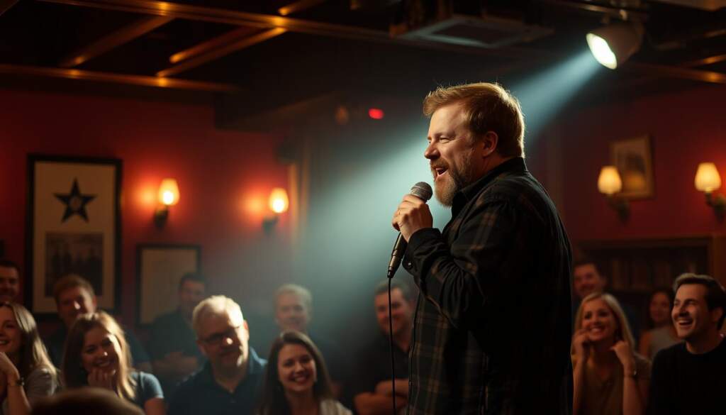 Mike Birbiglia performing on stage